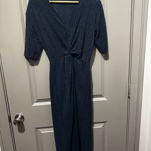 All in Favor Deep Blue Long Sleeve Dress